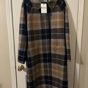 Barbour Women's Kira Wool Car Coat - Sky Dress Tartan/Dark Navy